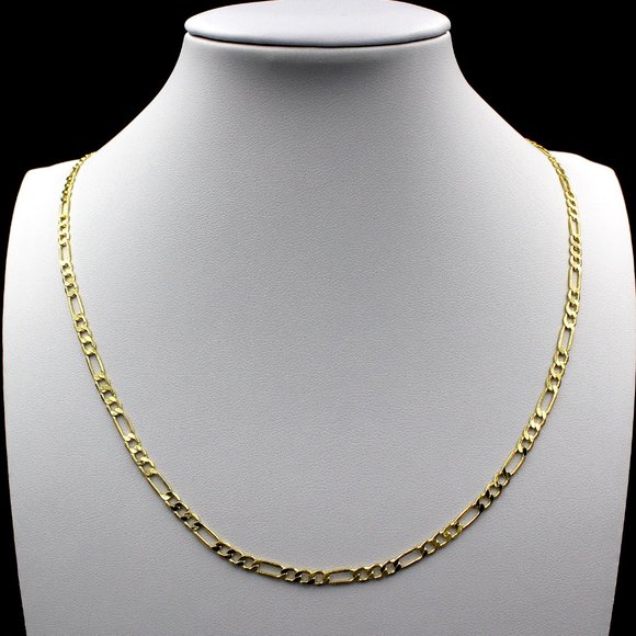 Real 10K Yellow Gold 2mm Figaro Link Chain Necklace 16" inch